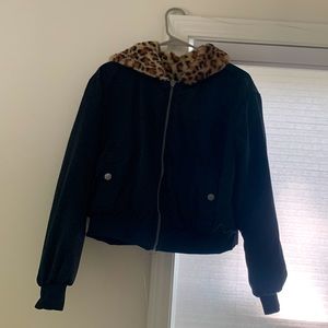 Reversible Black And Leopard Coat